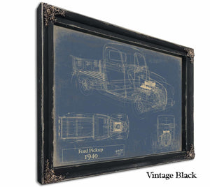 Bella Frye 1940 Ford Pickup, Truck Model Mancave Blueprint Art
