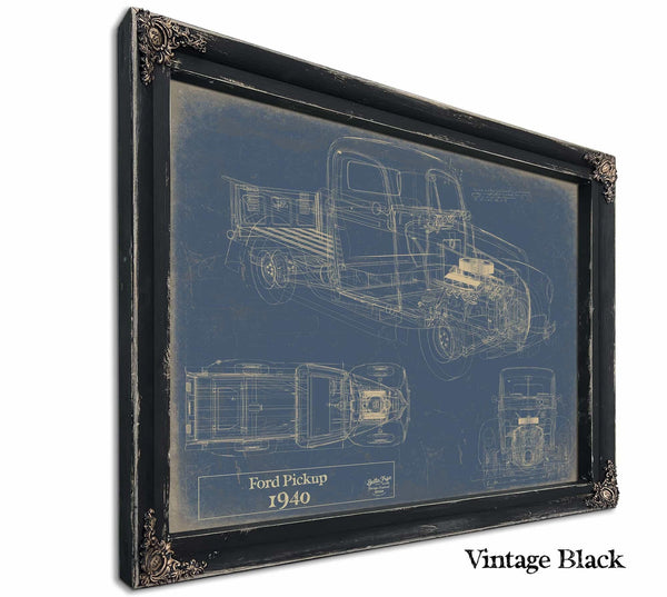Bella Frye 1940 Ford Pickup, Truck Model Mancave Blueprint Art