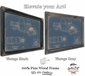 Bella Frye 1940 Ford Pickup, Truck Model Mancave Blueprint Art