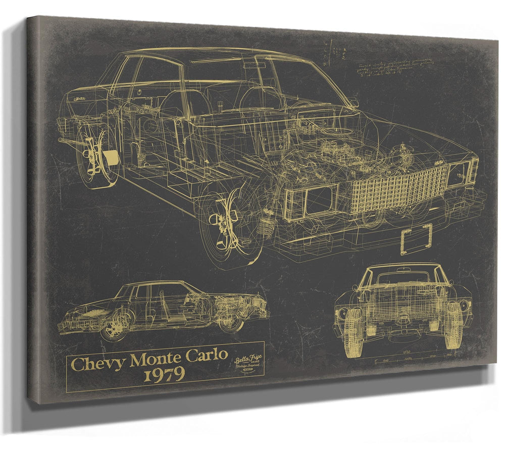 Bella Frye Vintage 1979 Chevy Monte Carlo Model Mancave Blueprint Art