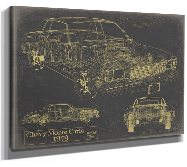 Bella Frye Vintage 1979 Chevy Monte Carlo Model Mancave Blueprint Art