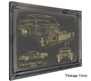 Bella Frye Vintage 1979 Chevy Monte Carlo Model Mancave Blueprint Art