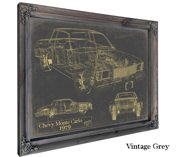 Bella Frye Vintage 1979 Chevy Monte Carlo Model Mancave Blueprint Art