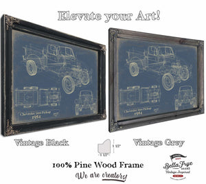 Bella Frye Vintage 1954 Chevrolet 3100 Pickup Model Mancave Blueprint Art