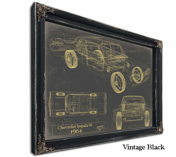 Bella Frye Vintage 1964 Chevrolet Impala SS Car Model Print,  Original Blueprint Canvas