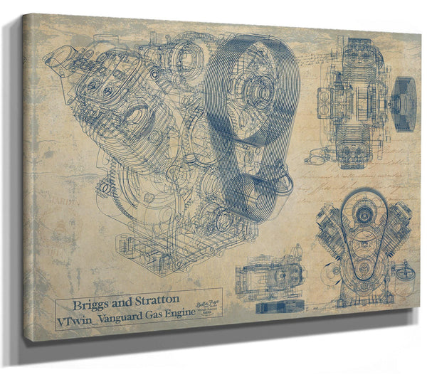 Bella Frye Vintage VTwin Vanguard Gas Engine Print,  Original Blueprint Canvas