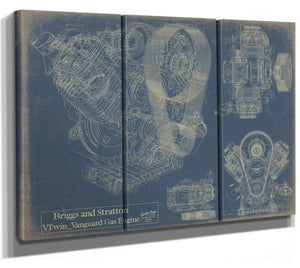 Bella Frye Vintage VTwin Vanguard Gas Engine Print,  Original Blueprint Canvas