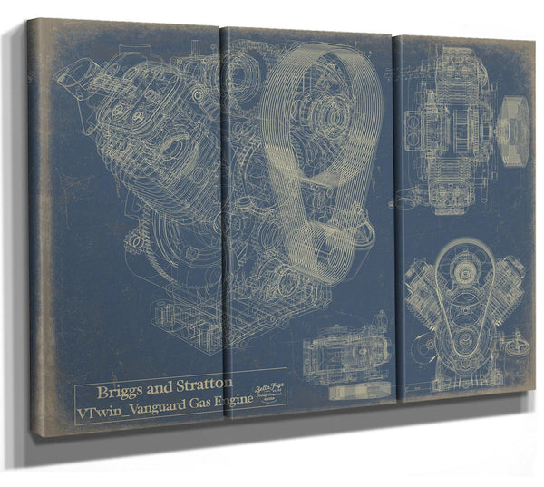 Bella Frye Vintage VTwin Vanguard Gas Engine Print,  Original Blueprint Canvas
