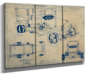 Bella Frye 1929 Ford Pickup, Truck Model Mancave Blueprint Art