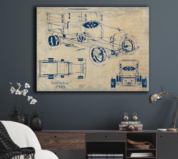 Bella Frye 1929 Ford Pickup, Truck Model Mancave Blueprint Art