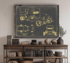 Bella Frye 1929 Ford Pickup, Truck Model Mancave Blueprint Art