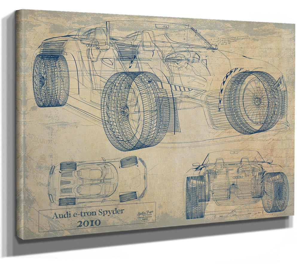 Bella Frye Vintage 2000s Car Model Print,  Original Blueprint Canvas, Framed, or Unframed Art