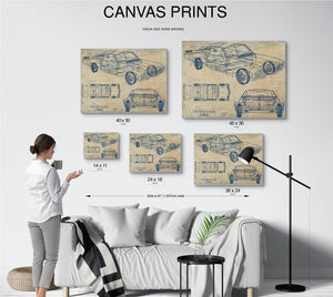 Bella Frye Vintage 1965 Chevrolet Impala Car Model Print,  Original Blueprint Canvas