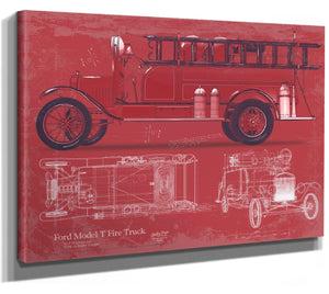 Bella Frye Ford Model T Fire Truck Blueprint: Vintage Automotive Wall Art