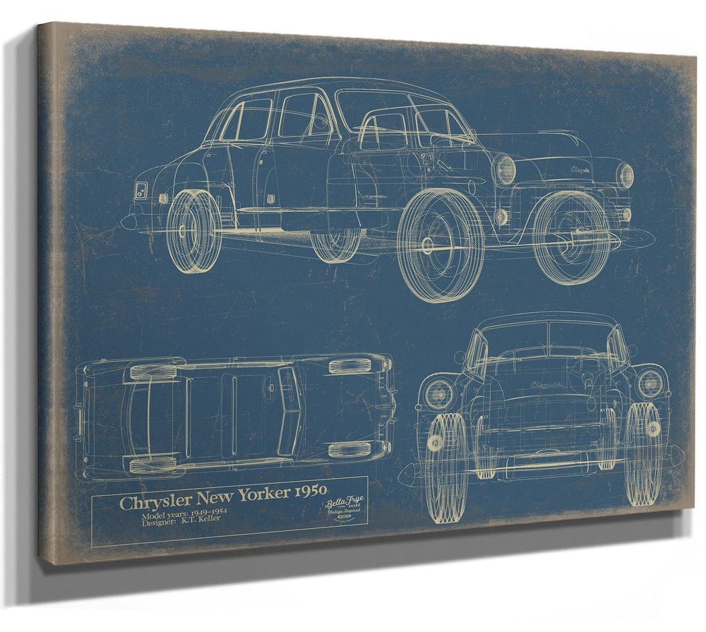 Bella Frye Vintage 1950 New York Car Blueprint - Gifts for Dad  - Original Vehicle Print