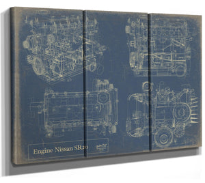 Bella Frye Vintage Engine SR20 Print,  Original Blueprint Canvas