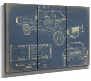 Bella Frye Vintage 1986 Truck Model Print,  Original Blueprint Canvas, Framed, or Unframed Art