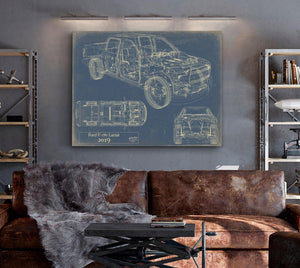 Bella Frye 2019 Ford F-150 Lariat Blueprint Art: Automotive Canvas Print
