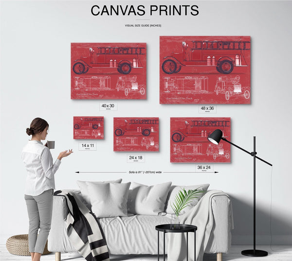 Bella Frye Ford Model T Fire Truck Blueprint: Vintage Automotive Wall Art