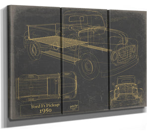 Bella Frye 1950 Ford F1 Pickup Truck Model Mancave Blueprint Art