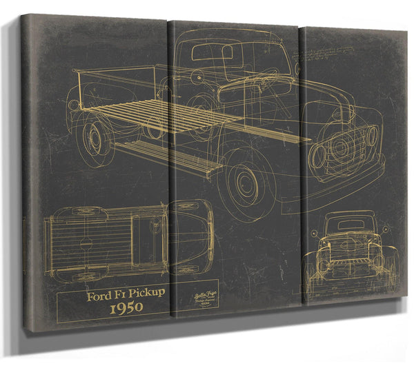 Bella Frye 1950 Ford F1 Pickup Truck Model Mancave Blueprint Art