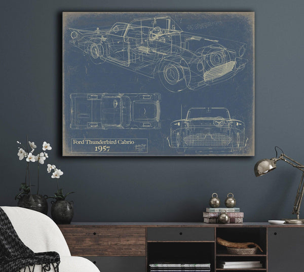 Bella Frye Vintage 1957 Ford Thunderbird Cabrio Vehicle Patent Art - Gifts for Dad - Original Vehicle Print