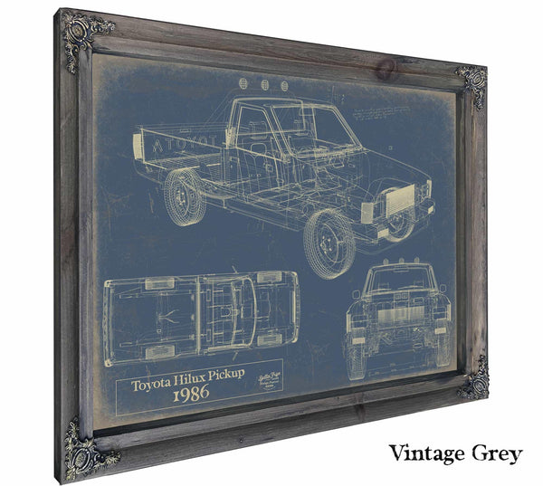 Bella Frye Vintage 1986 Truck Model Print,  Original Blueprint Canvas, Framed, or Unframed Art