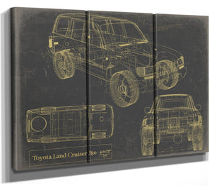 Bella Frye Vintage 1980s Car Model Print,  Original Blueprint Canvas, Framed, or Unframed Art