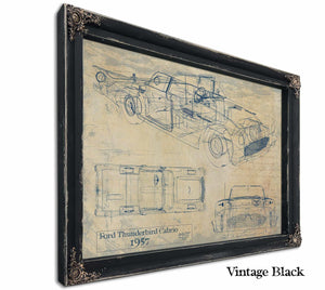 Bella Frye Vintage 1957 Ford Thunderbird Cabrio Vehicle Patent Art - Gifts for Dad - Original Vehicle Print