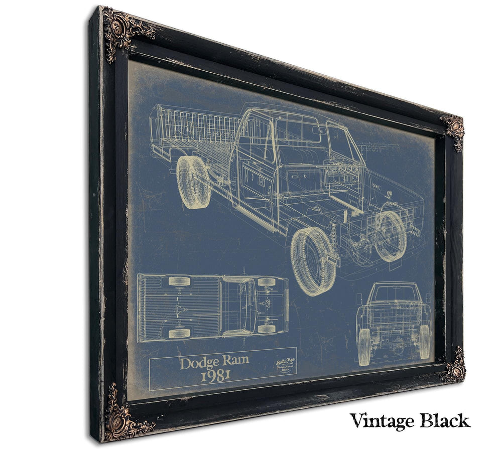 Bella Frye Vintage 1981 Car Model Print,  Original Blueprint Canvas, Framed, or Unframed Art