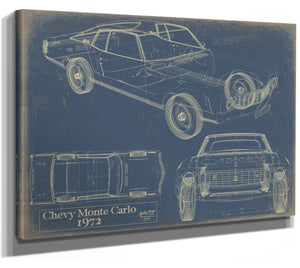 Bella Frye Vintage 1972 Chevrolet Monte Carlo Car Model Print,  Original Blueprint Canvas