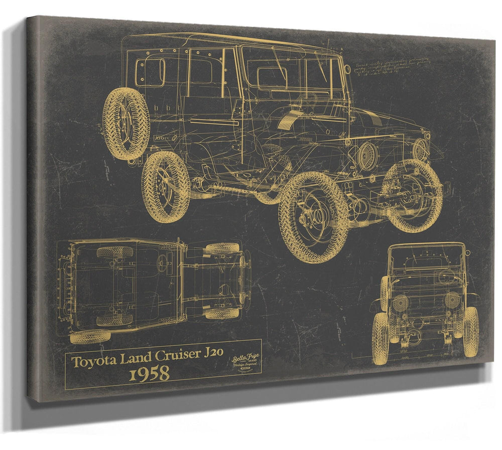 Bella Frye 1958 Vehicle Blueprint, Canvas Print - Gifts for Husband - Original Vehicle Wall Art
