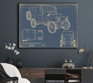 Bella Frye 1958 Vehicle Blueprint, Canvas Print - Gifts for Husband - Original Vehicle Wall Art