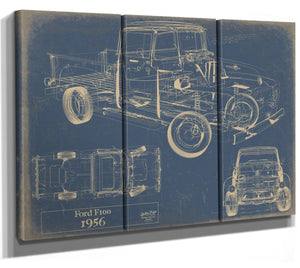 Bella Frye 1956 Ford F100 Truck Model Mancave Blueprint Art