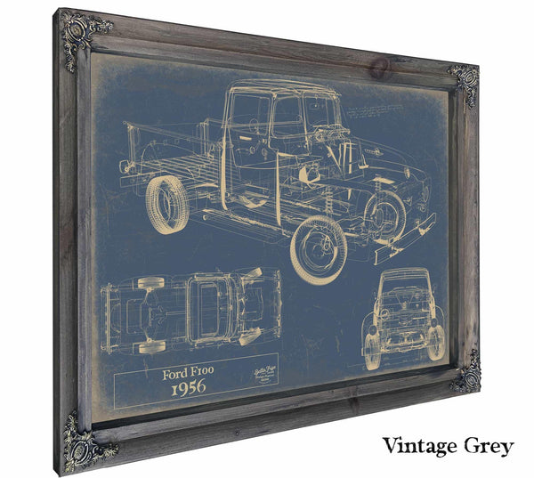Bella Frye 1956 Ford F100 Truck Model Mancave Blueprint Art
