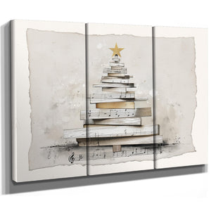 Bella Frye Minimalist Sheet Music Christmas Tree Art – Scandinavian Farmhouse Style, Optional Frame