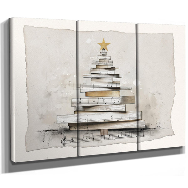 Bella Frye Minimalist Sheet Music Christmas Tree Art – Scandinavian Farmhouse Style, Optional Frame