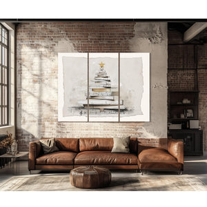 Bella Frye Minimalist Sheet Music Christmas Tree Art – Scandinavian Farmhouse Style, Optional Frame