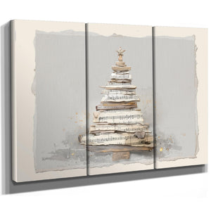 Bella Frye Watercolor Christmas Tree Art – Sheet Music Collage, Scandinavian Farmhouse Style