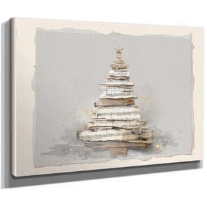 Bella Frye Watercolor Christmas Tree Art – Sheet Music Collage, Scandinavian Farmhouse Style