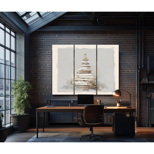 Bella Frye Watercolor Christmas Tree Art – Sheet Music Collage, Scandinavian Farmhouse Style