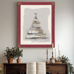Bella Frye Neutral Sheet Music Christmas Tree – Minimalist Holiday Wall Art – Stretched Canvas or Ornate Frame, Rustic Modern Christmas Décor