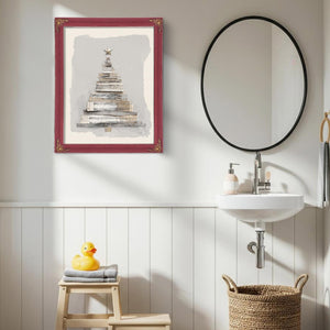 Bella Frye Neutral Sheet Music Christmas Tree – Minimalist Holiday Wall Art – Stretched Canvas or Ornate Frame, Rustic Modern Christmas Décor