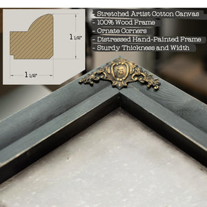 Bella Frye Lone Christmas Tree in Snow – Vintage Winter Wall Art with Red Ornaments – Stretched Canvas or Ornate Frame, Farmhouse Christmas Décor