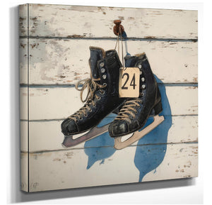 Bella Frye Vintage Ice Skates Canvas Print – Rustic Winter Sports Decor
