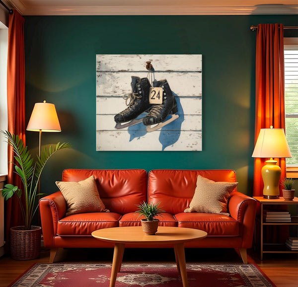 Bella Frye Vintage Ice Skates Canvas Print – Rustic Winter Sports Decor