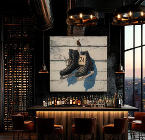 Bella Frye Vintage Ice Skates Canvas Print – Rustic Winter Sports Decor
