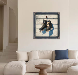 Bella Frye Vintage Ice Skates Canvas Print – Rustic Winter Sports Decor