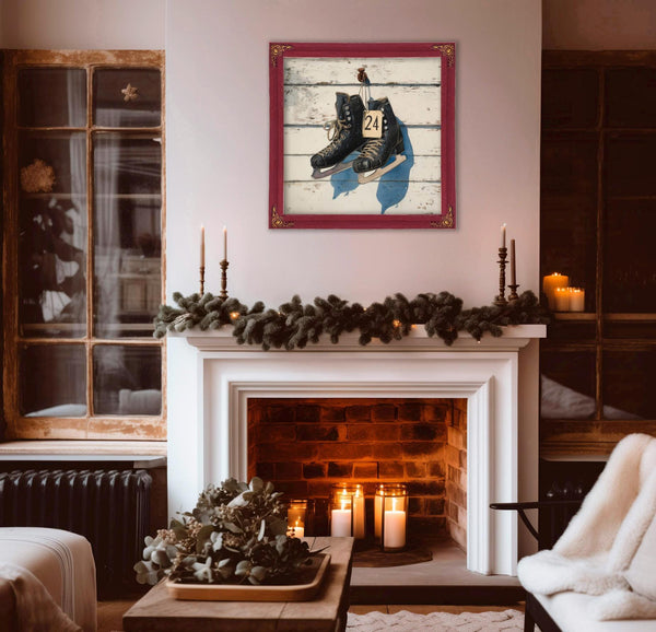 Bella Frye Vintage Ice Skates Canvas Print – Rustic Winter Sports Decor
