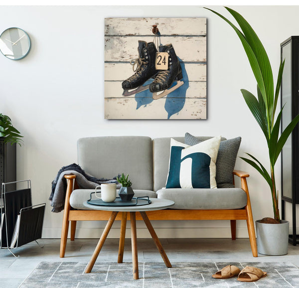 Bella Frye Vintage Ice Skates Canvas Print – Rustic Winter Sports Decor
